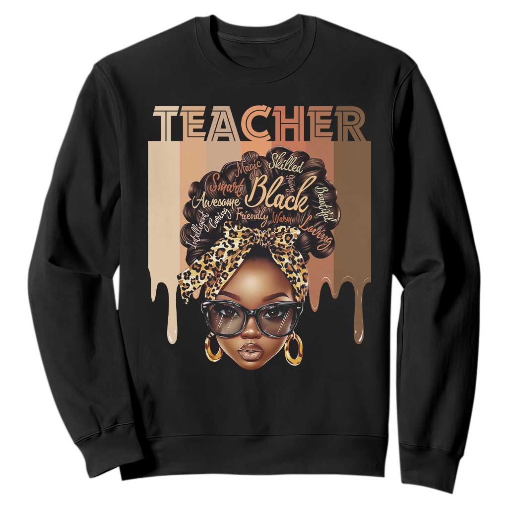 Black Teacher Magic Education Sweatshirt History Month Melanin Afro Hair