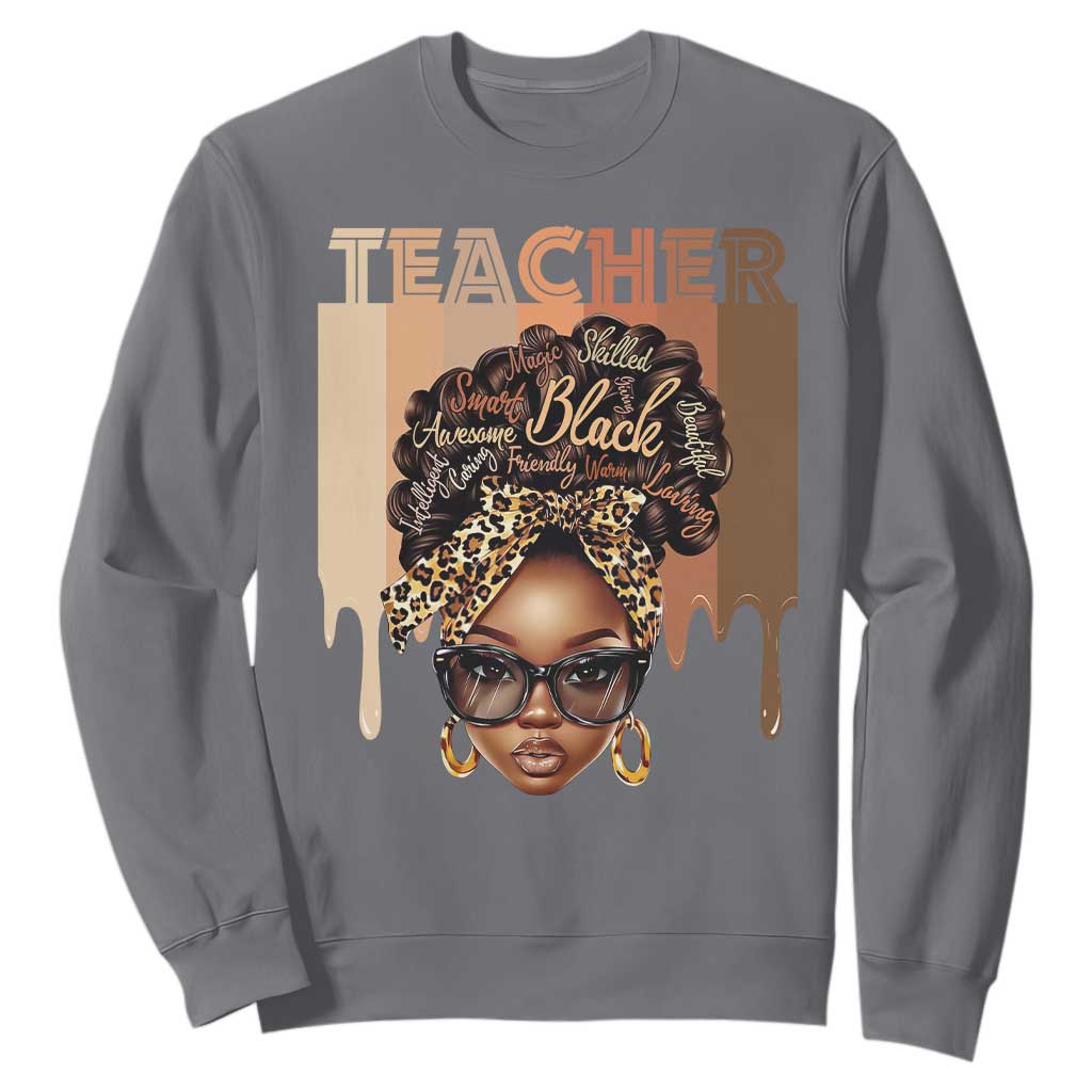 Black Teacher Magic Education Sweatshirt History Month Melanin Afro Hair