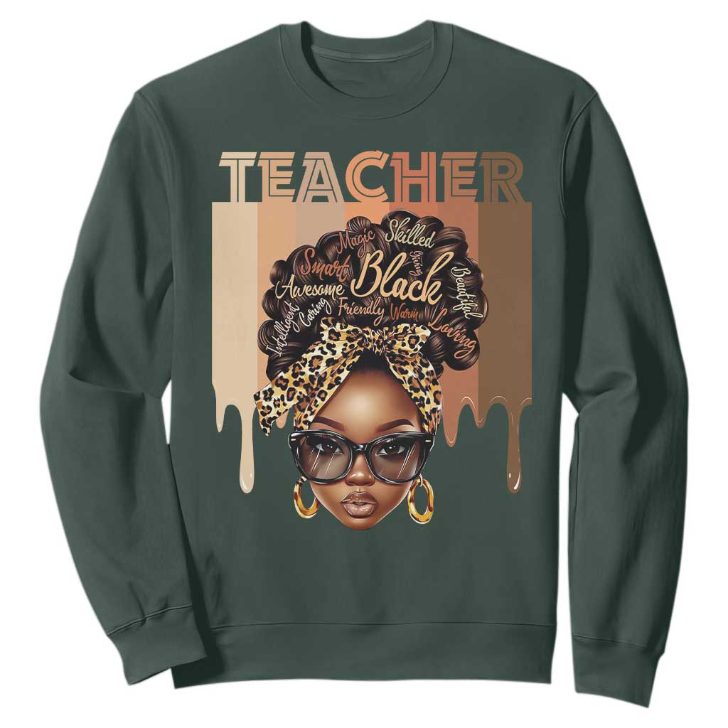 Black Teacher Magic Education Sweatshirt History Month Melanin Afro Hair