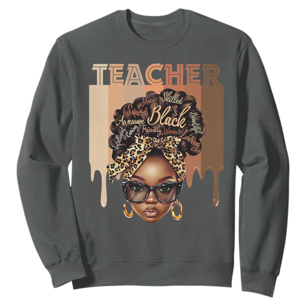 Black Teacher Magic Education Sweatshirt History Month Melanin Afro Hair