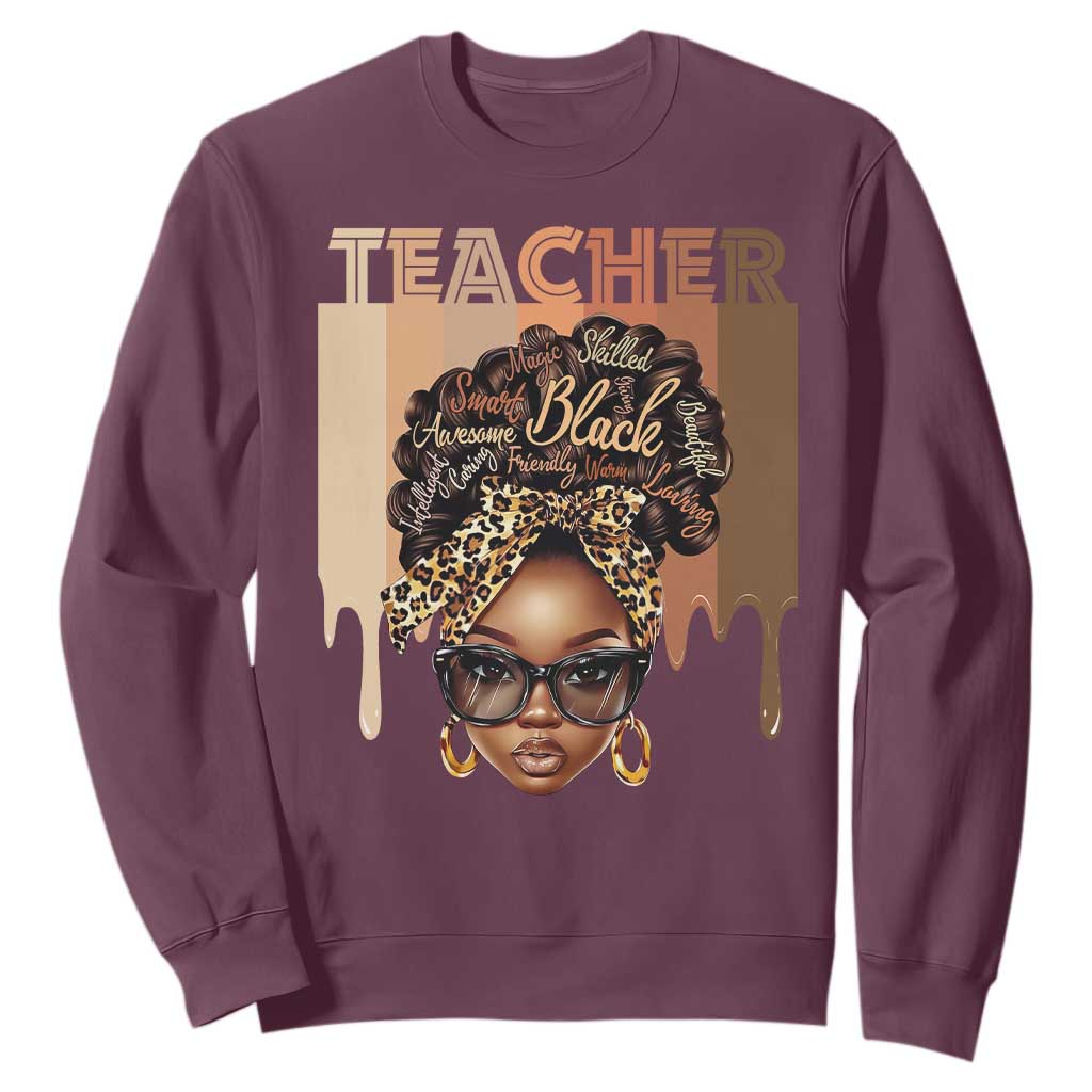 Black Teacher Magic Education Sweatshirt History Month Melanin Afro Hair
