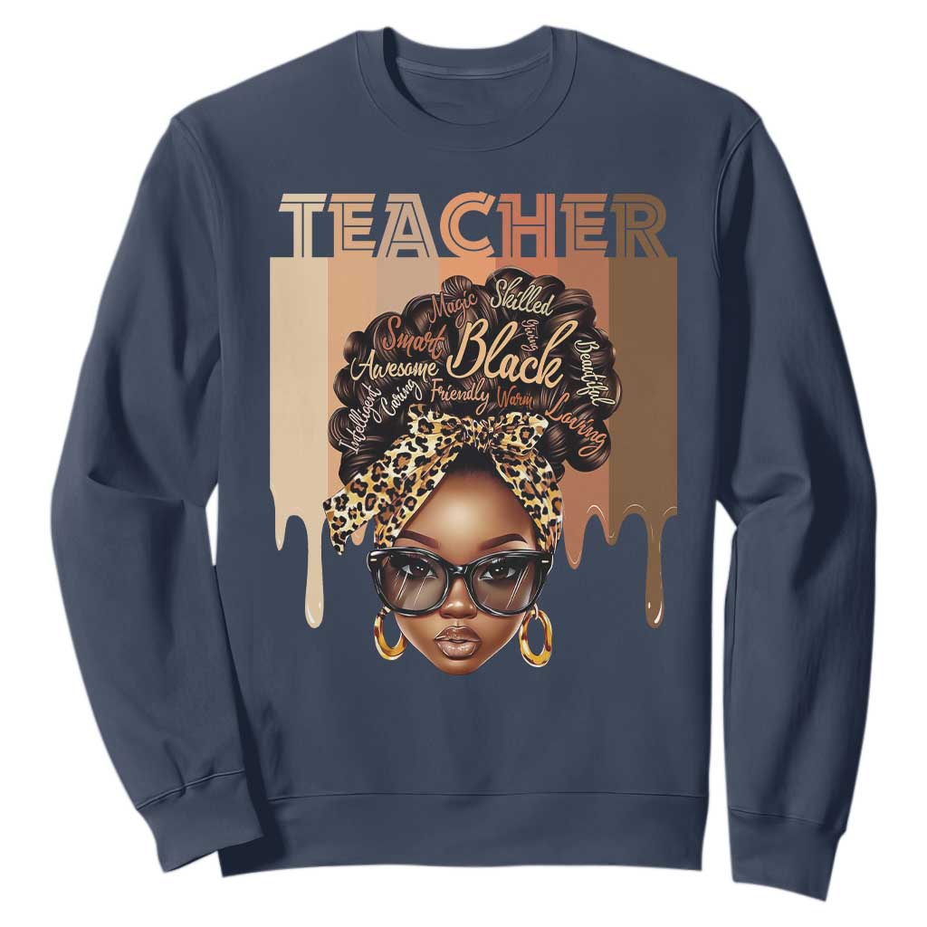 Black Teacher Magic Education Sweatshirt History Month Melanin Afro Hair