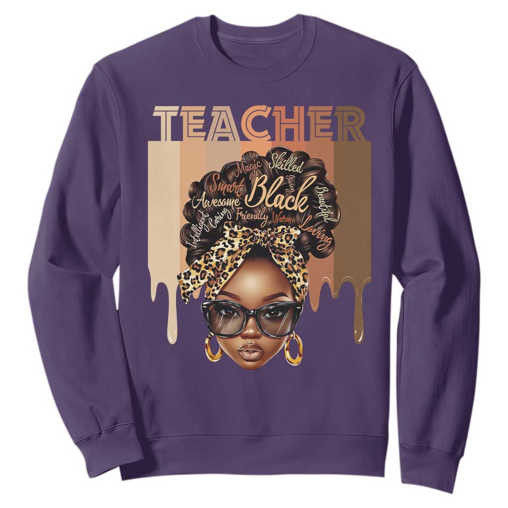 Black Teacher Magic Education Sweatshirt History Month Melanin Afro Hair