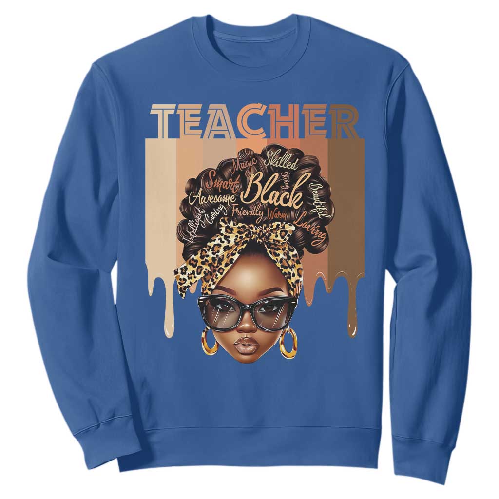 Black Teacher Magic Education Sweatshirt History Month Melanin Afro Hair