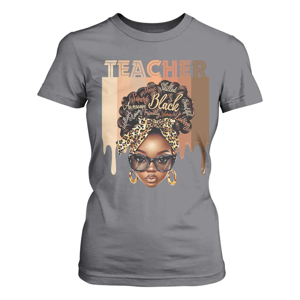 Black Teacher Magic Education T Shirt For Women History Month Melanin Afro Hair