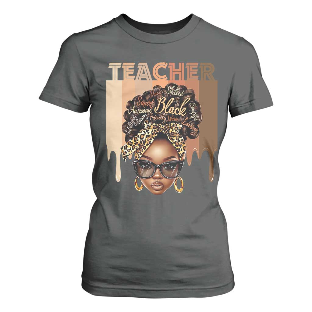 Black Teacher Magic Education T Shirt For Women History Month Melanin Afro Hair