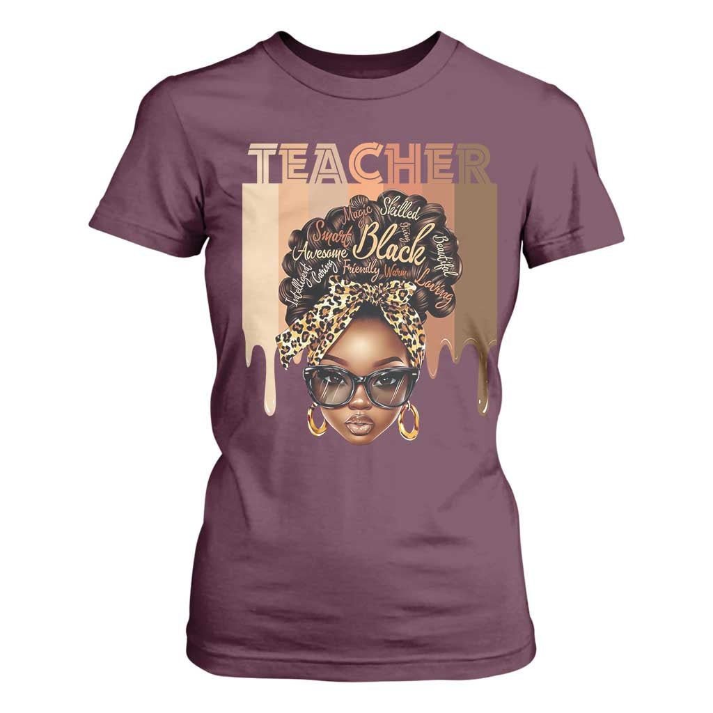 Black Teacher Magic Education T Shirt For Women History Month Melanin Afro Hair