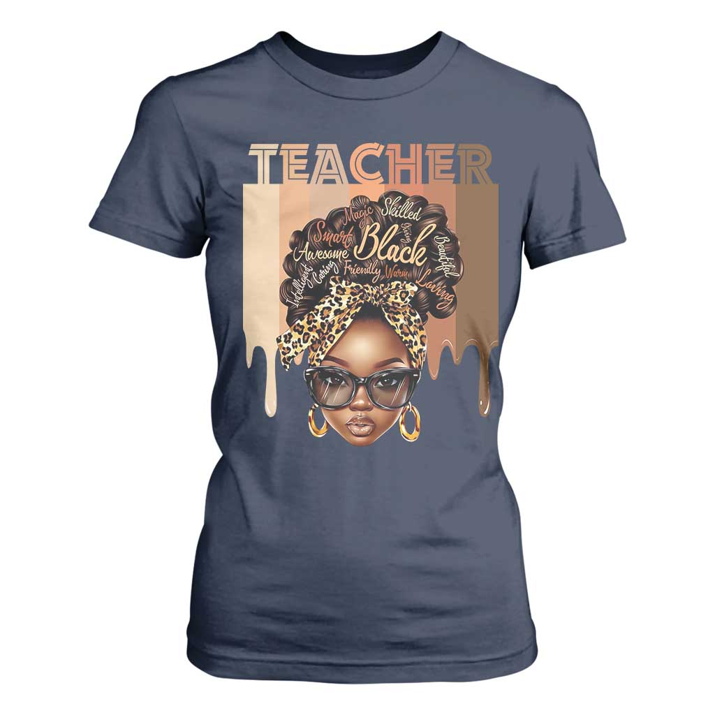 Black Teacher Magic Education T Shirt For Women History Month Melanin Afro Hair