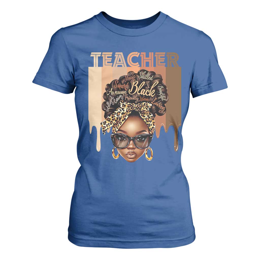 Black Teacher Magic Education T Shirt For Women History Month Melanin Afro Hair