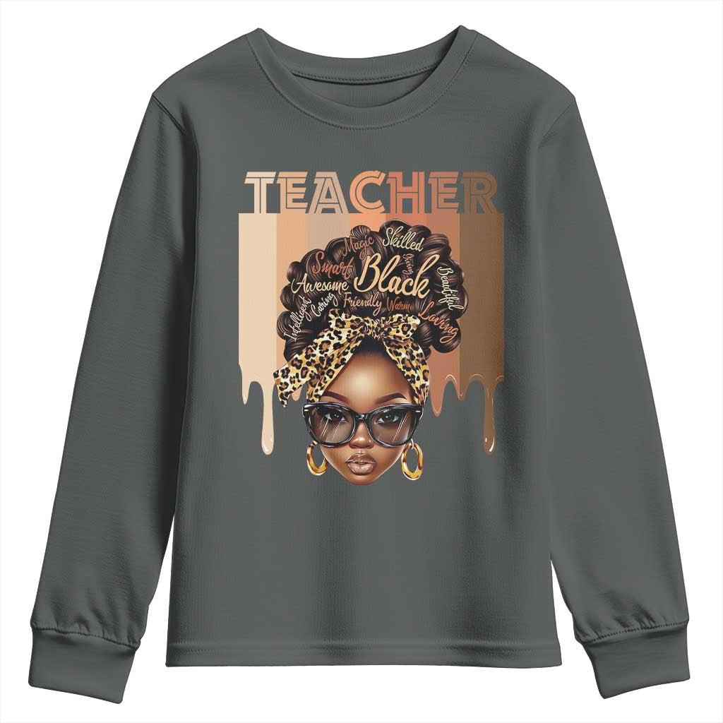 Black Teacher Magic Education Youth Sweatshirt History Month Melanin Afro Hair