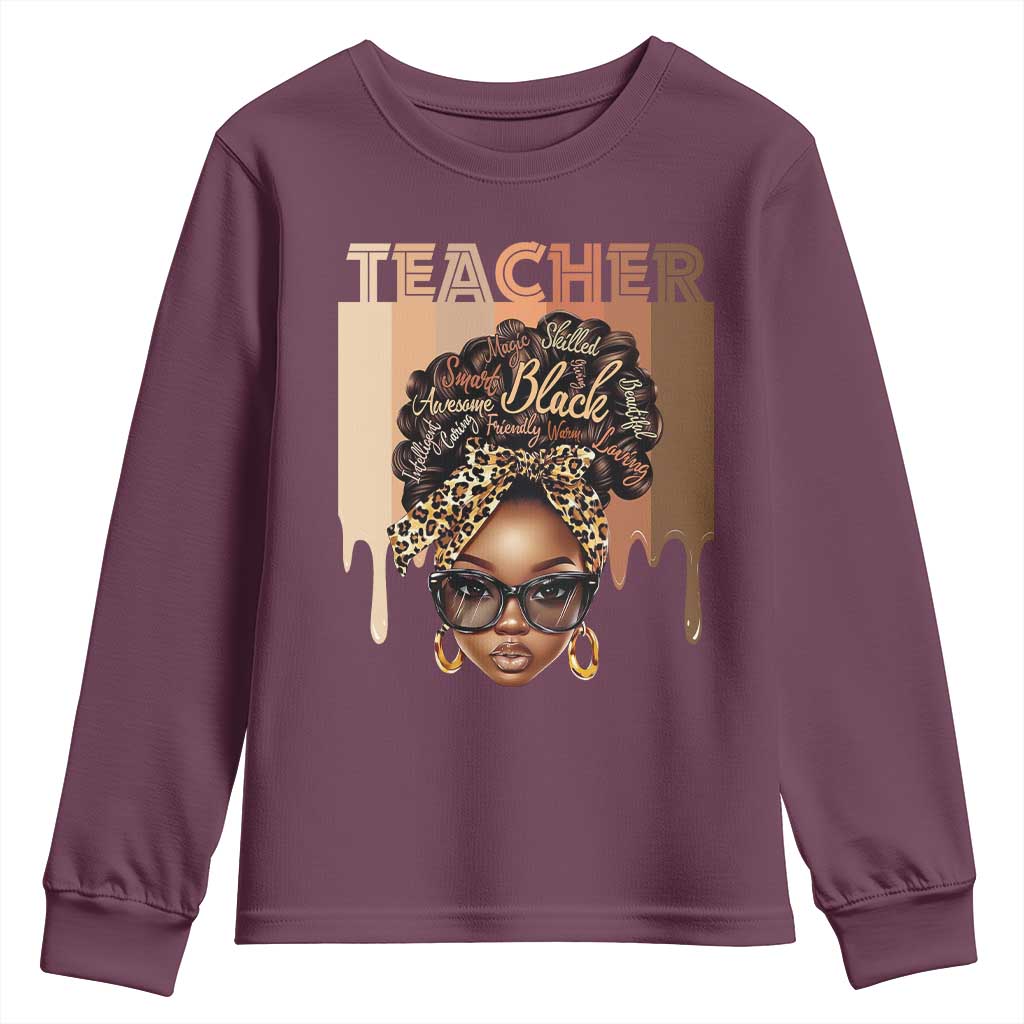 Black Teacher Magic Education Youth Sweatshirt History Month Melanin Afro Hair