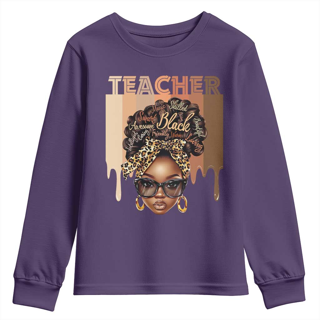 Black Teacher Magic Education Youth Sweatshirt History Month Melanin Afro Hair