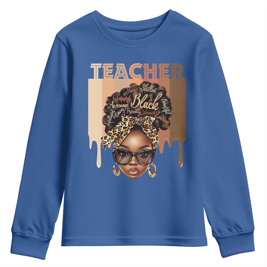Black Teacher Magic Education Youth Sweatshirt History Month Melanin Afro Hair