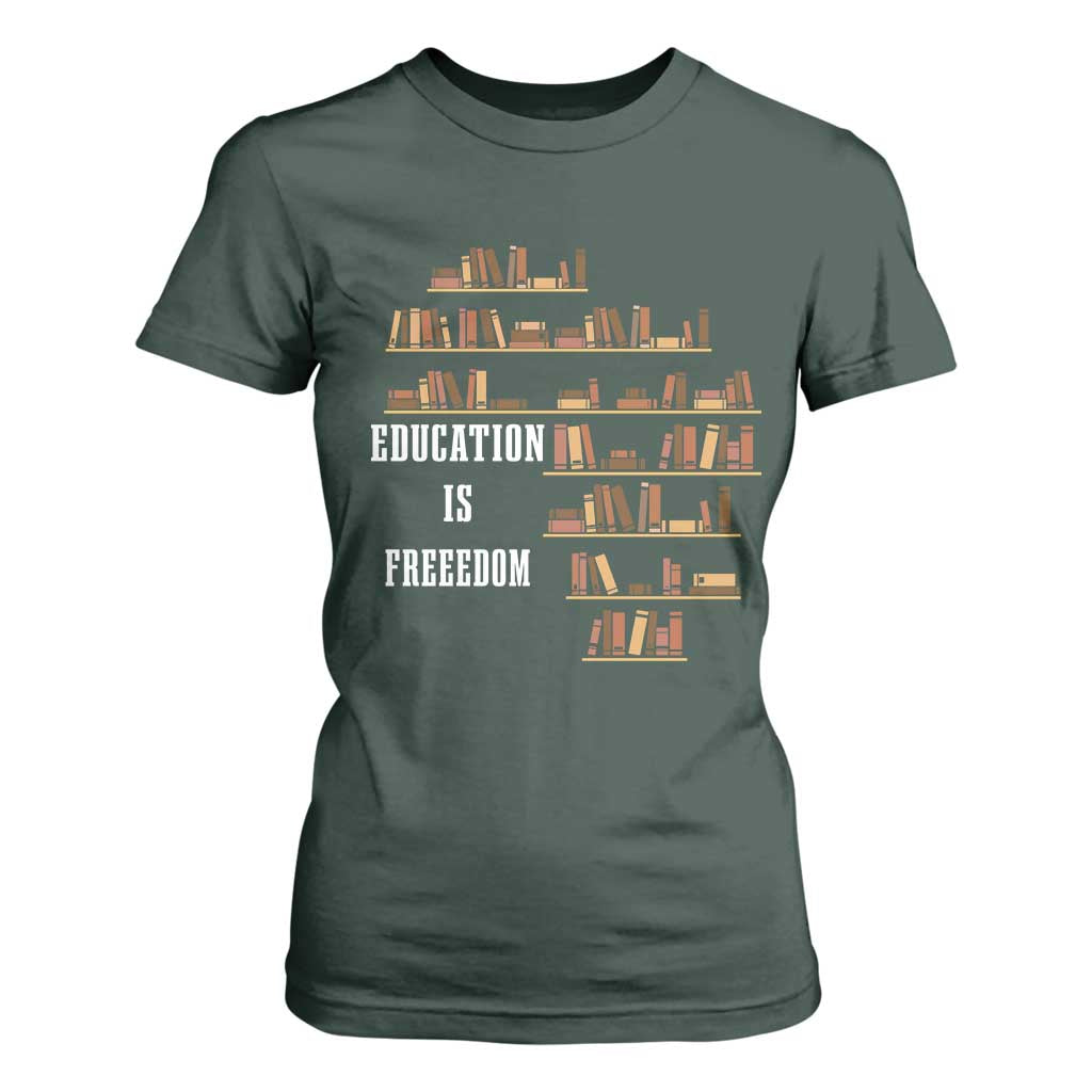 Black History Education Is Freedom T Shirt For Women African Roots Africa Map