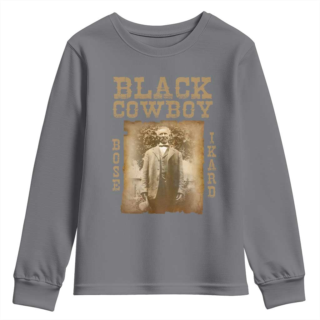 Bose Ikard Youth Sweatshirt Black Cowboy Western Legend Vintage
