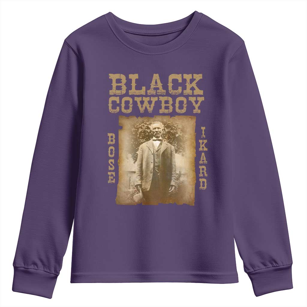 Bose Ikard Youth Sweatshirt Black Cowboy Western Legend Vintage
