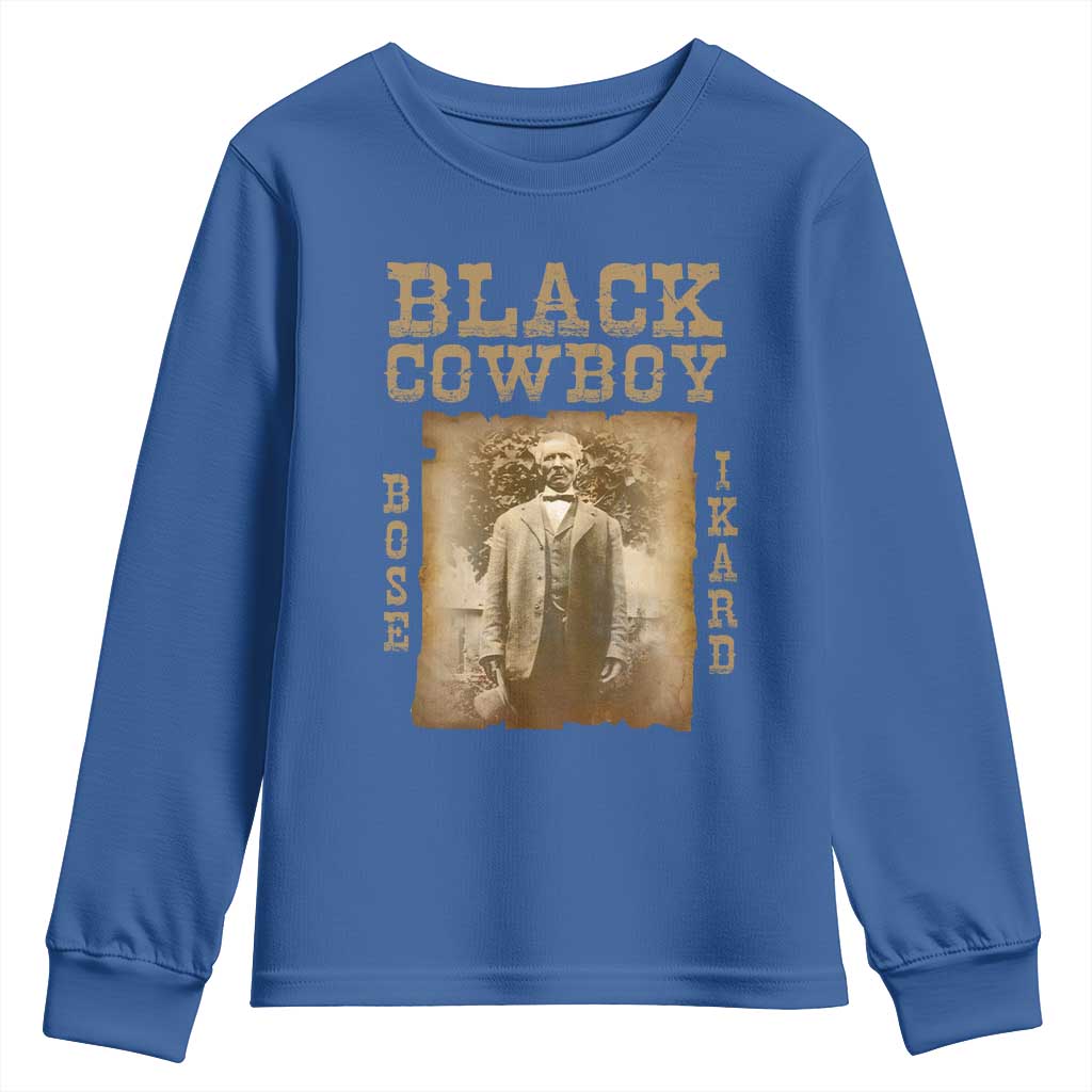 Bose Ikard Youth Sweatshirt Black Cowboy Western Legend Vintage