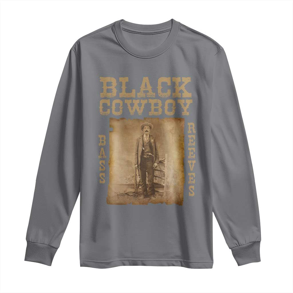 Bass Reeves Long Sleeve Shirt Black Cowboy Western Legend Vintage