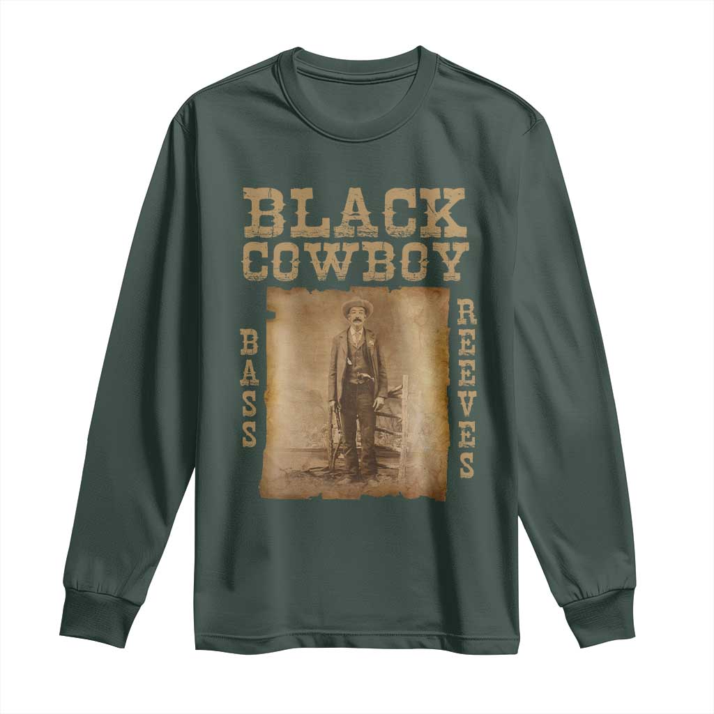 Bass Reeves Long Sleeve Shirt Black Cowboy Western Legend Vintage