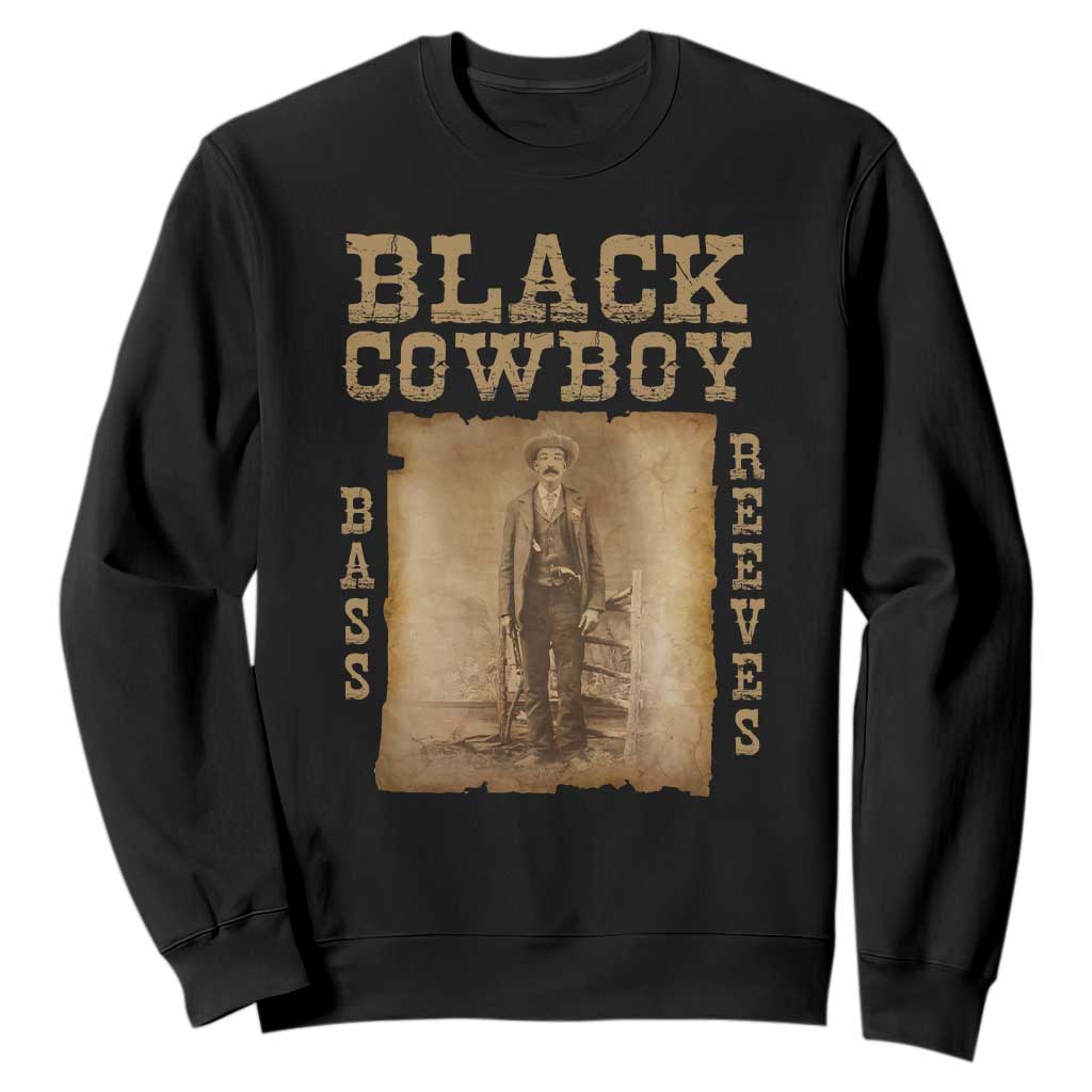 Bass Reeves Sweatshirt Black Cowboy Western Legend Vintage