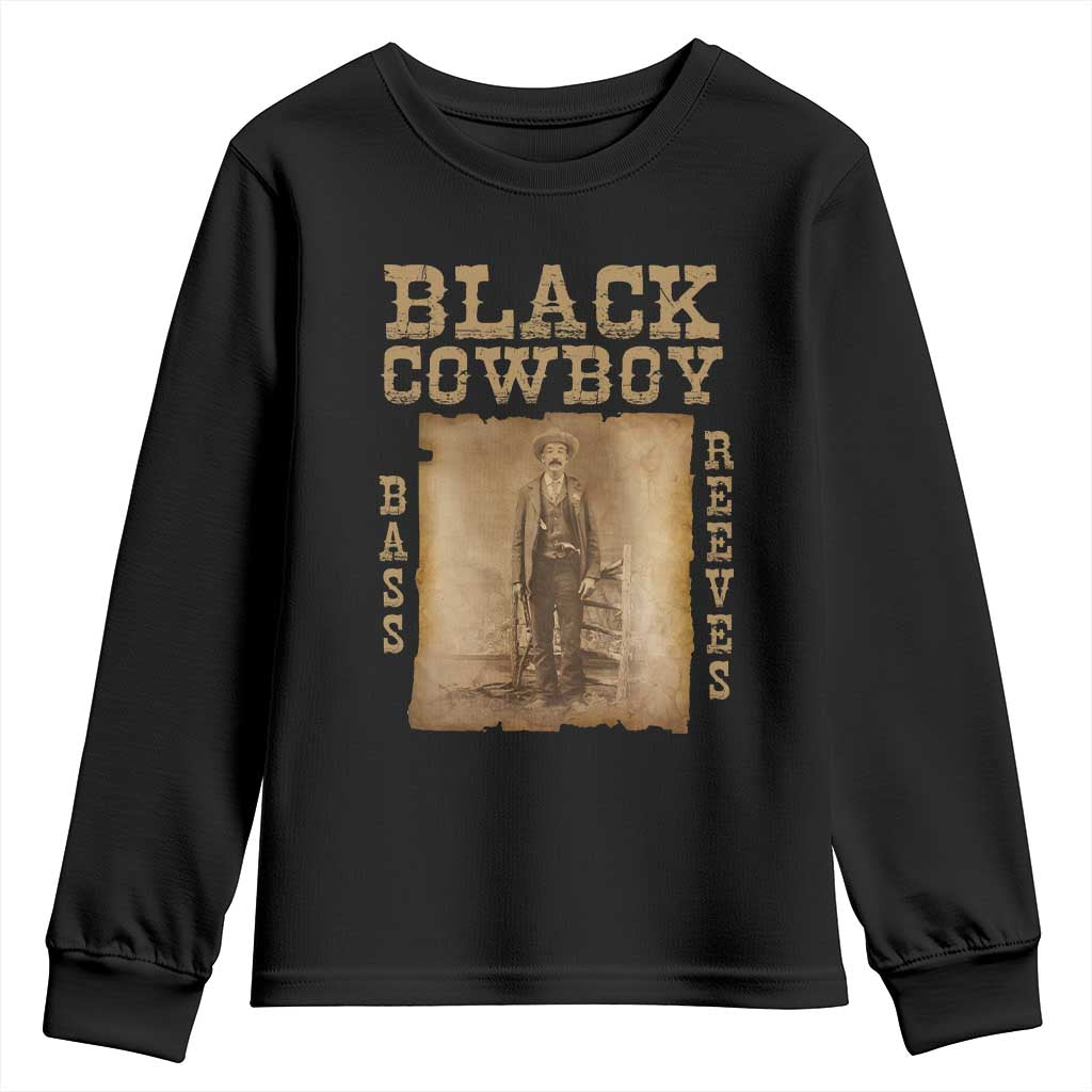Bass Reeves Youth Sweatshirt Black Cowboy Western Legend Vintage