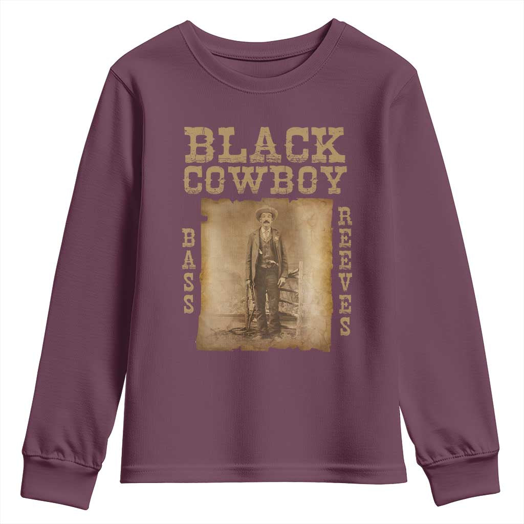 Bass Reeves Youth Sweatshirt Black Cowboy Western Legend Vintage