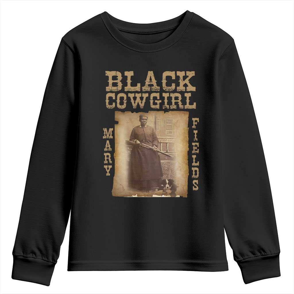 Mary Fields Youth Sweatshirt Black Cowgirl Pioneer Western Legend Vintage
