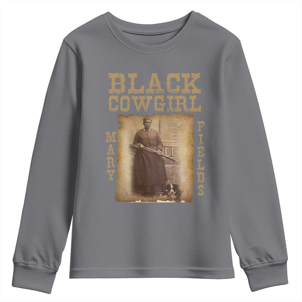 Mary Fields Youth Sweatshirt Black Cowgirl Pioneer Western Legend Vintage