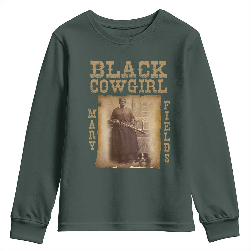 Mary Fields Youth Sweatshirt Black Cowgirl Pioneer Western Legend Vintage