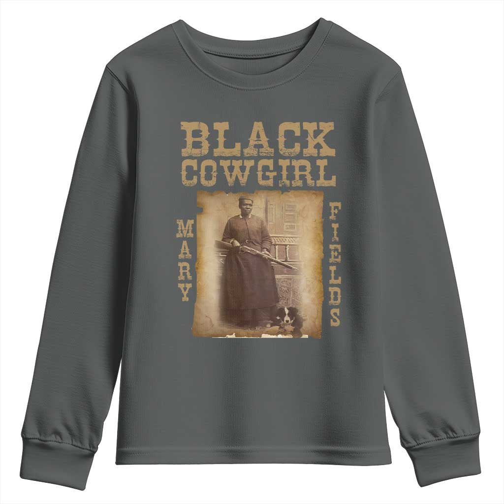 Mary Fields Youth Sweatshirt Black Cowgirl Pioneer Western Legend Vintage