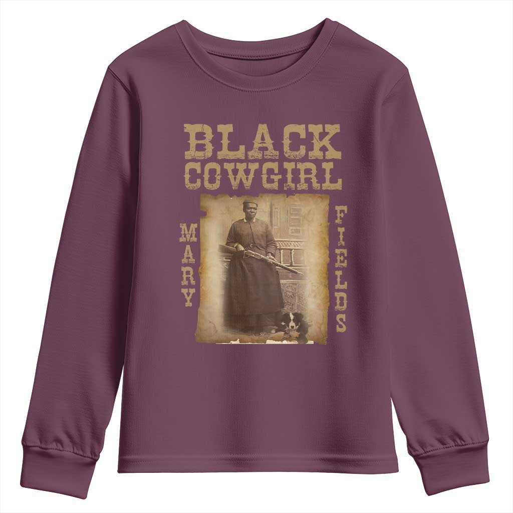Mary Fields Youth Sweatshirt Black Cowgirl Pioneer Western Legend Vintage