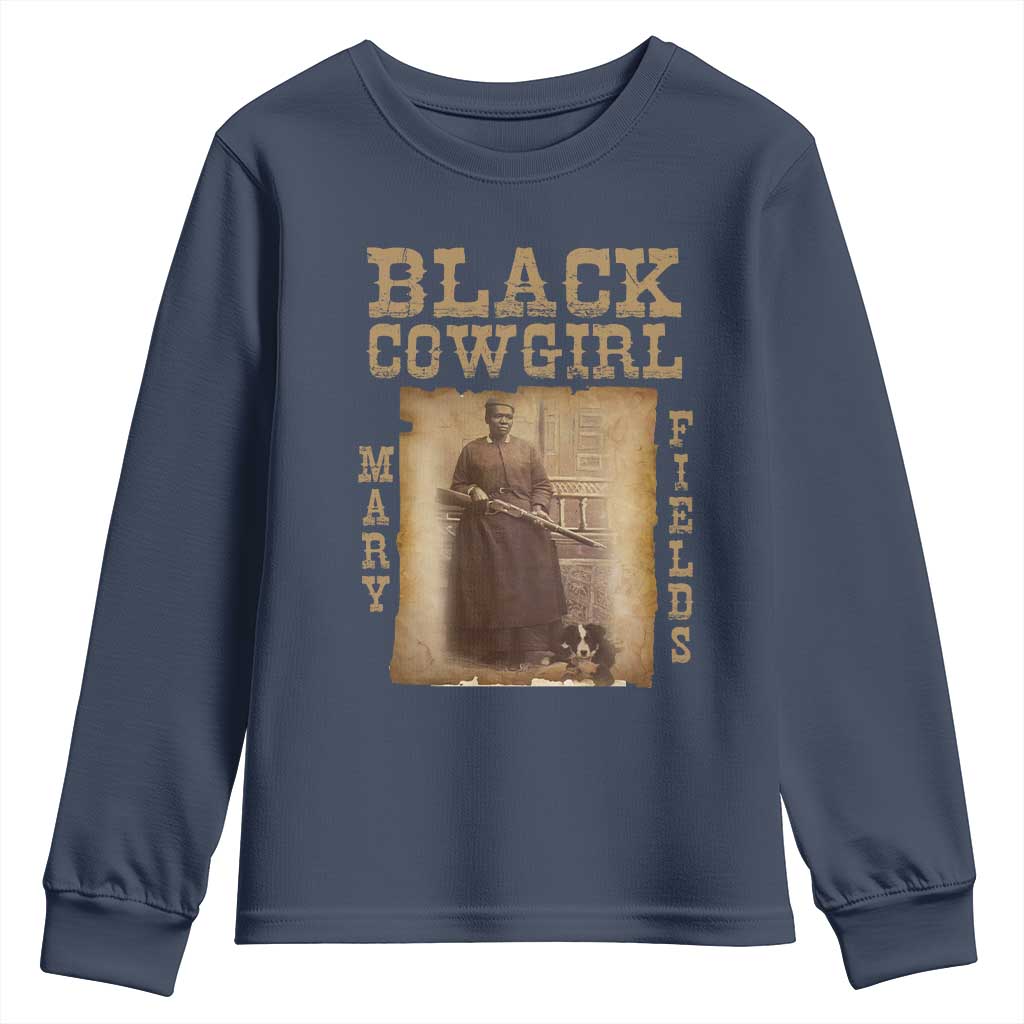 Mary Fields Youth Sweatshirt Black Cowgirl Pioneer Western Legend Vintage