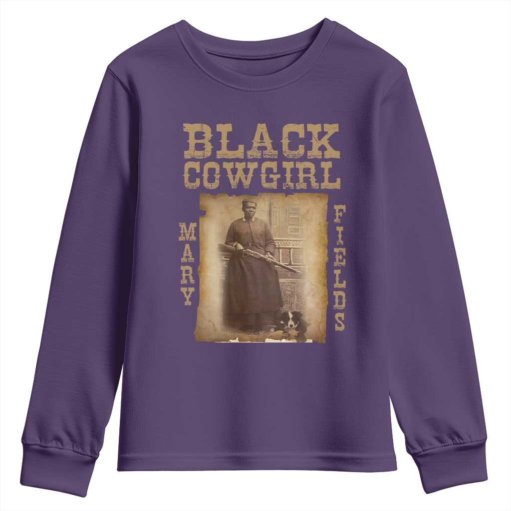 Mary Fields Youth Sweatshirt Black Cowgirl Pioneer Western Legend Vintage