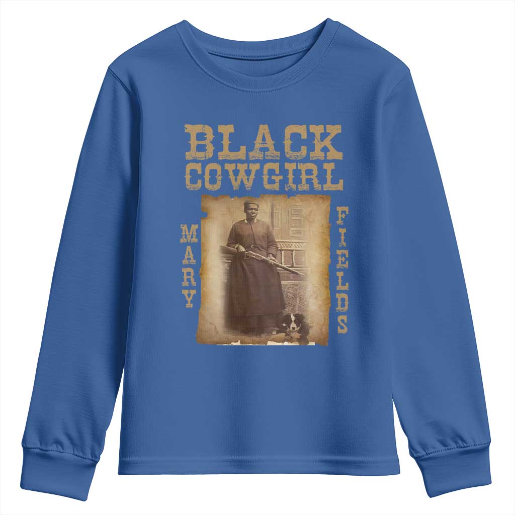 Mary Fields Youth Sweatshirt Black Cowgirl Pioneer Western Legend Vintage