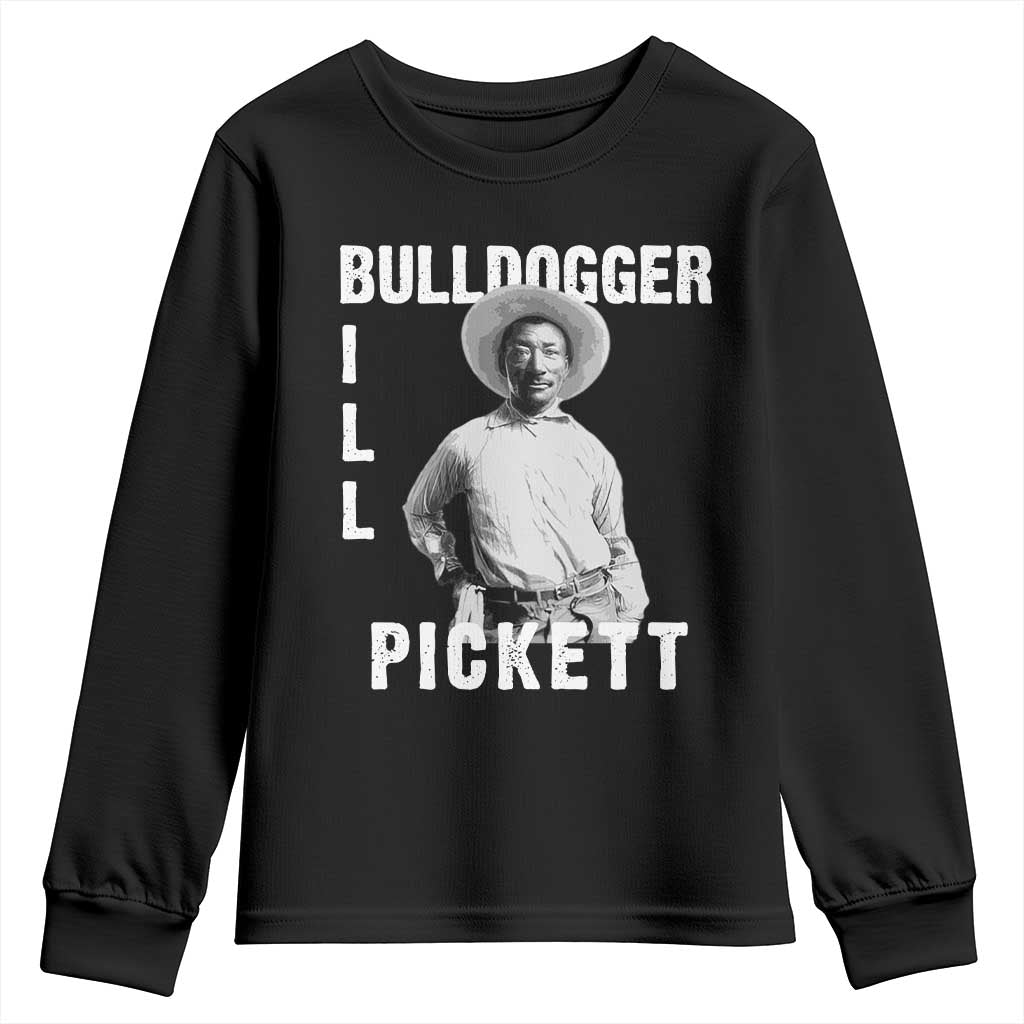 Bill Pickett Youth Sweatshirt Bulldogger Black Cowboy Western Legend Vintage