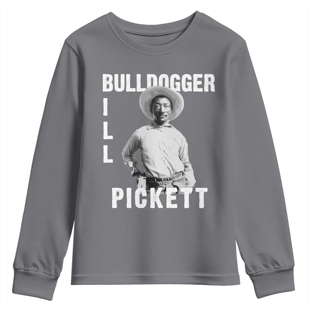 Bill Pickett Youth Sweatshirt Bulldogger Black Cowboy Western Legend Vintage