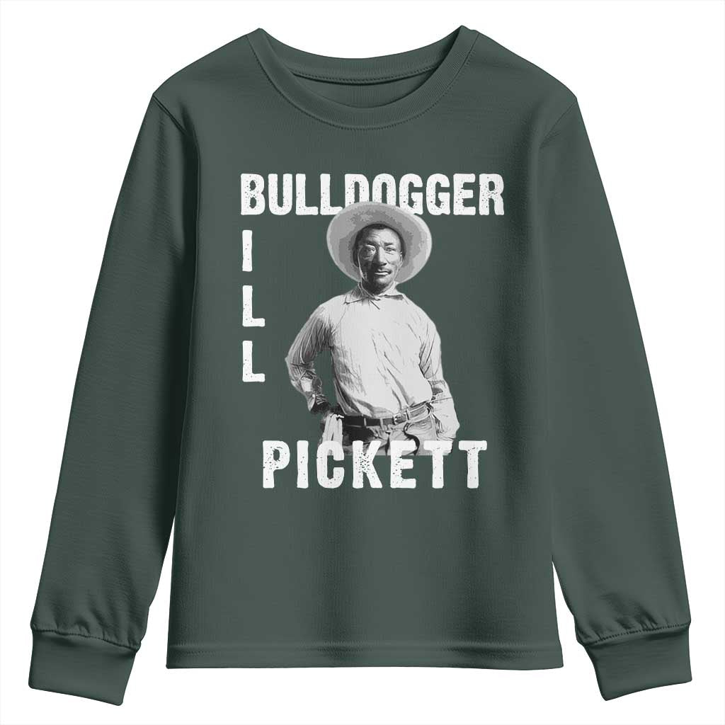 Bill Pickett Youth Sweatshirt Bulldogger Black Cowboy Western Legend Vintage