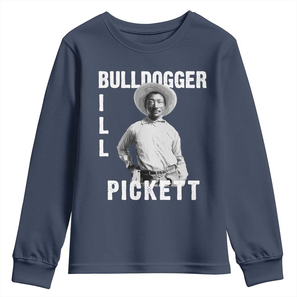 Bill Pickett Youth Sweatshirt Bulldogger Black Cowboy Western Legend Vintage