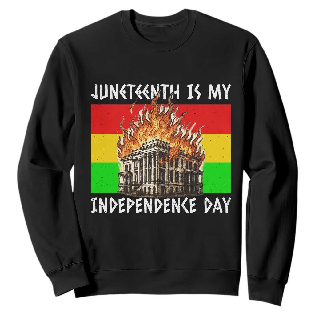 Juneteenth Is My Independence Day Sweatshirt Bold Afro Liberation Pan-African Flag - African Pride