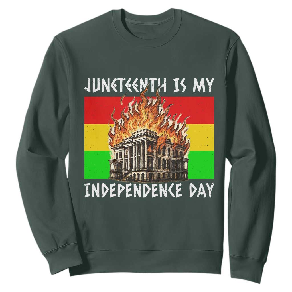 Juneteenth Is My Independence Day Sweatshirt Bold Afro Liberation Pan-African Flag - African Pride