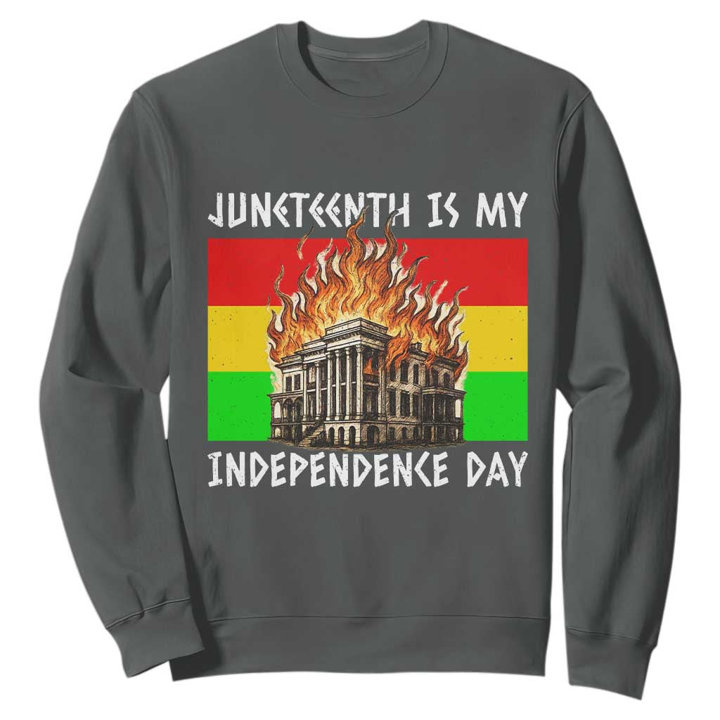 Juneteenth Is My Independence Day Sweatshirt Bold Afro Liberation Pan-African Flag - African Pride