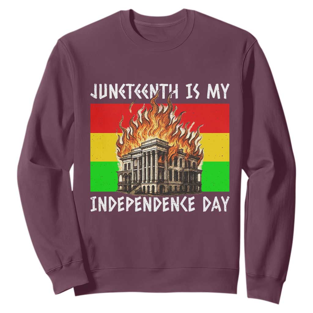 Juneteenth Is My Independence Day Sweatshirt Bold Afro Liberation Pan-African Flag - African Pride