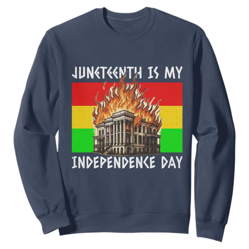 Juneteenth Is My Independence Day Sweatshirt Bold Afro Liberation Pan-African Flag - African Pride