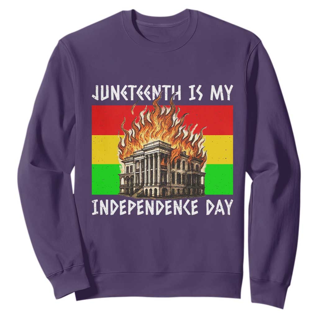 Juneteenth Is My Independence Day Sweatshirt Bold Afro Liberation Pan-African Flag - African Pride