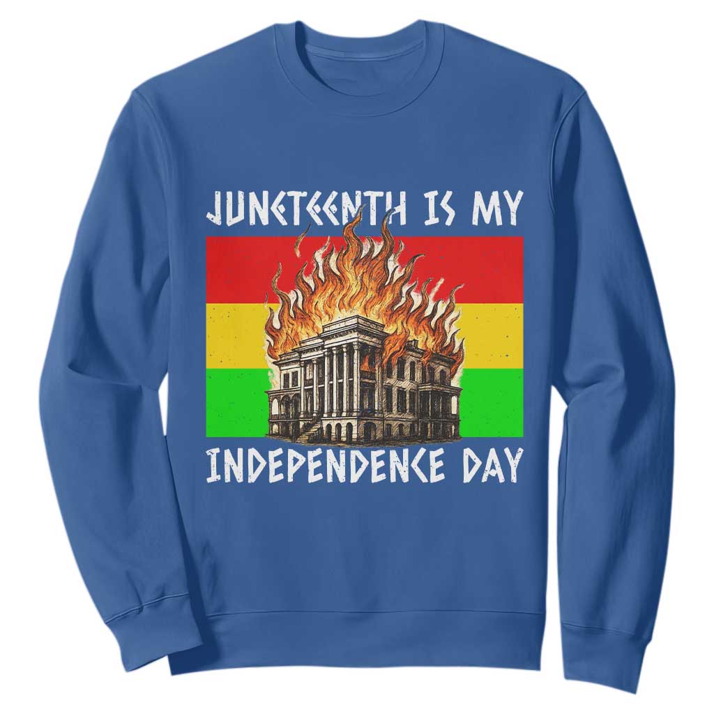 Juneteenth Is My Independence Day Sweatshirt Bold Afro Liberation Pan-African Flag - African Pride