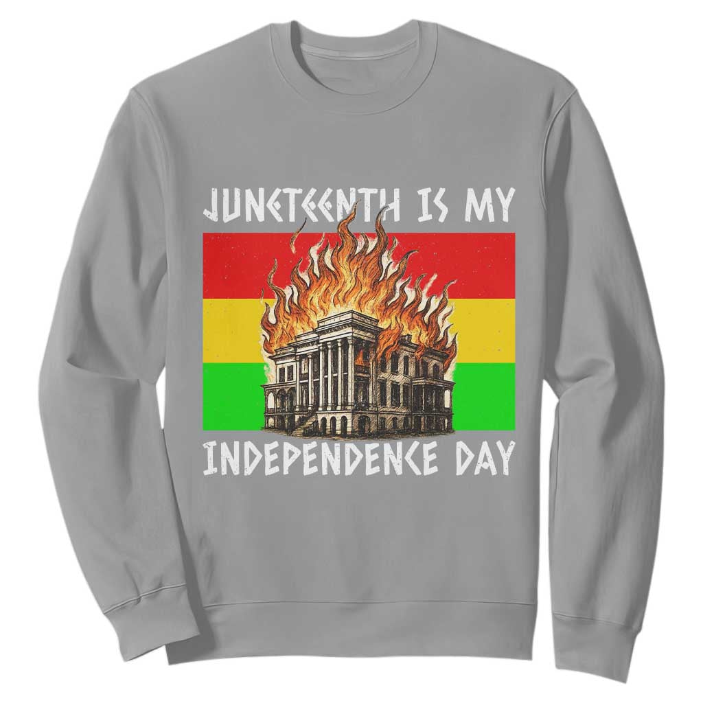 Juneteenth Is My Independence Day Sweatshirt Bold Afro Liberation Pan-African Flag - African Pride