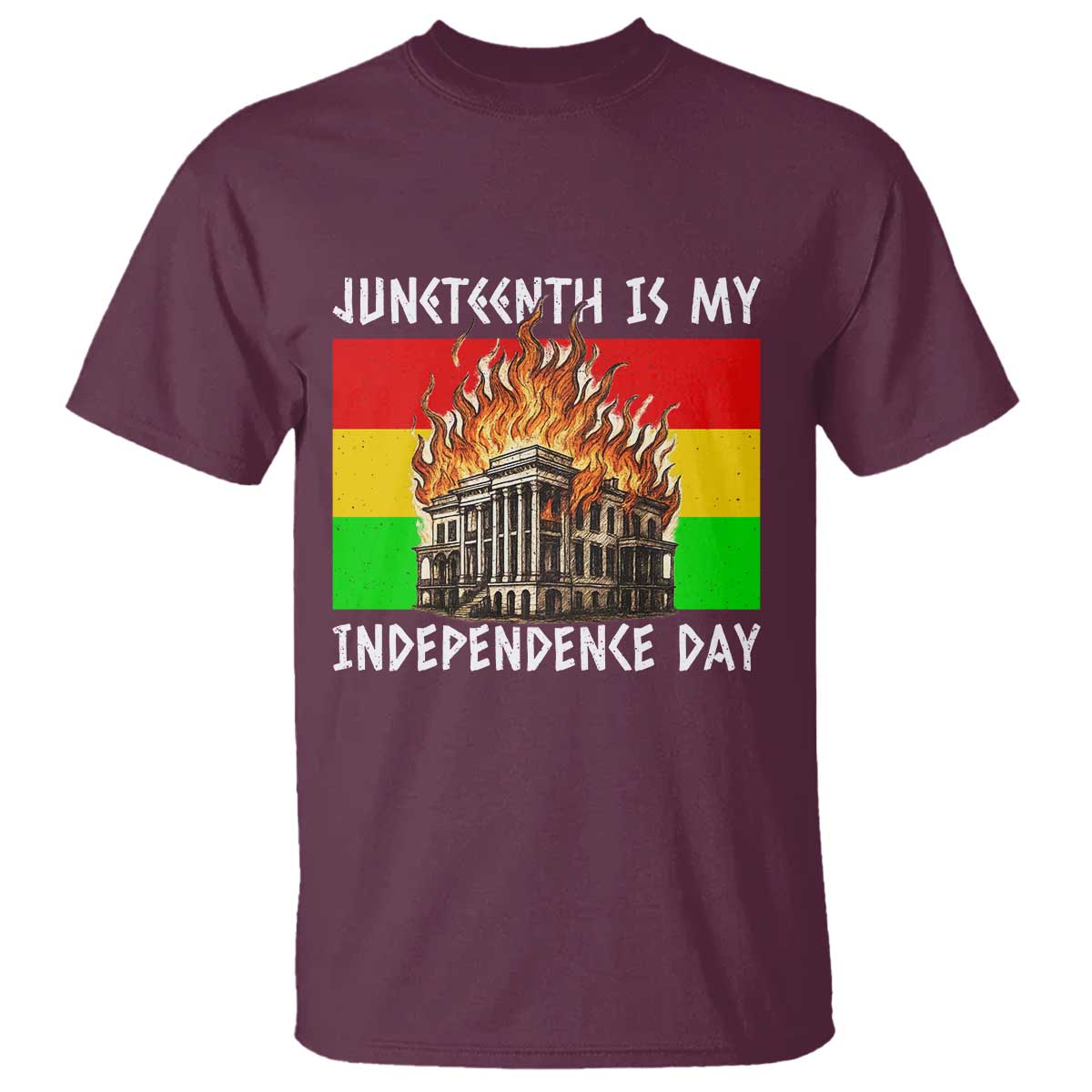 Juneteenth Is My Independence Day T Shirt Bold Afro Liberation Pan-African Flag - African Pride
