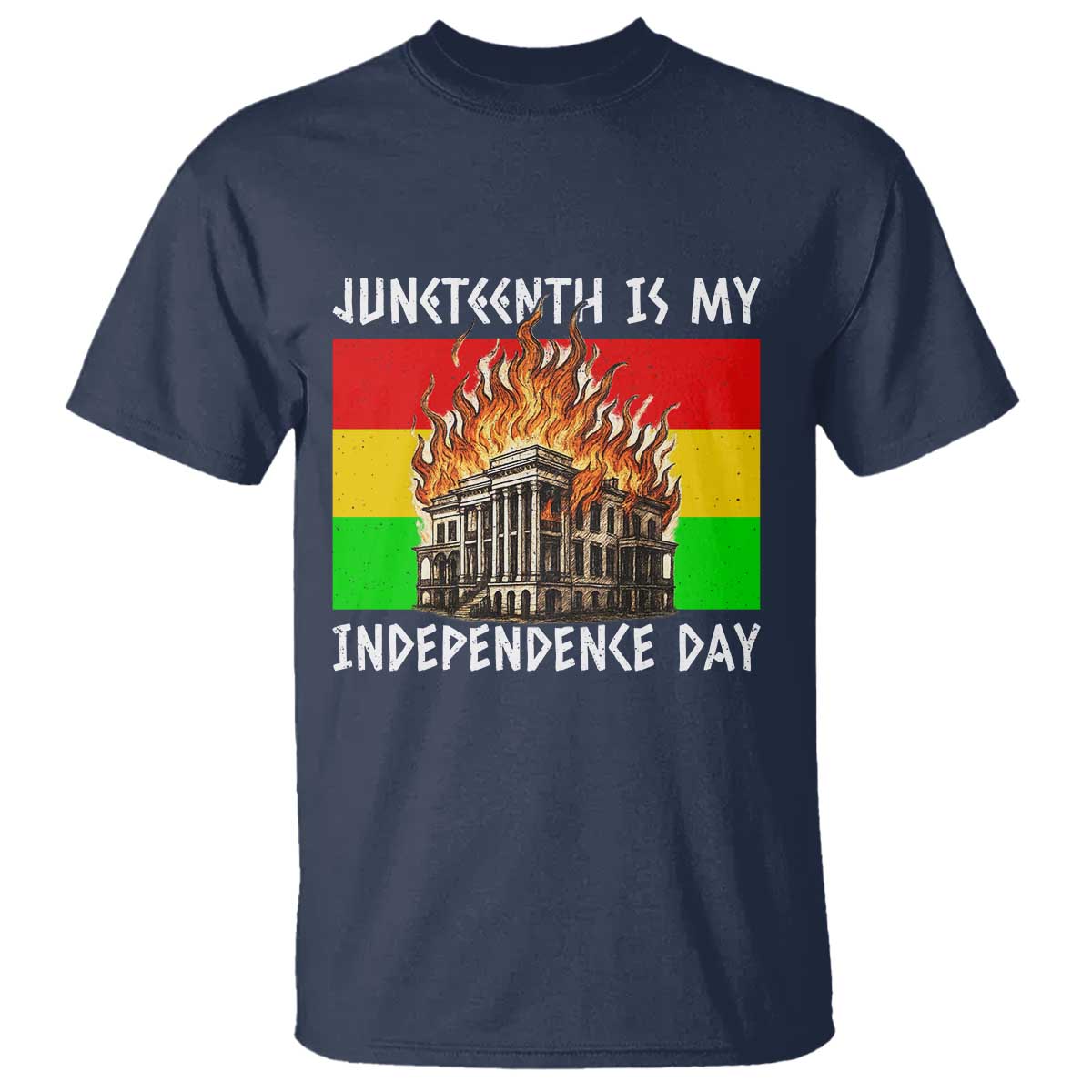 Juneteenth Is My Independence Day T Shirt Bold Afro Liberation Pan-African Flag - African Pride