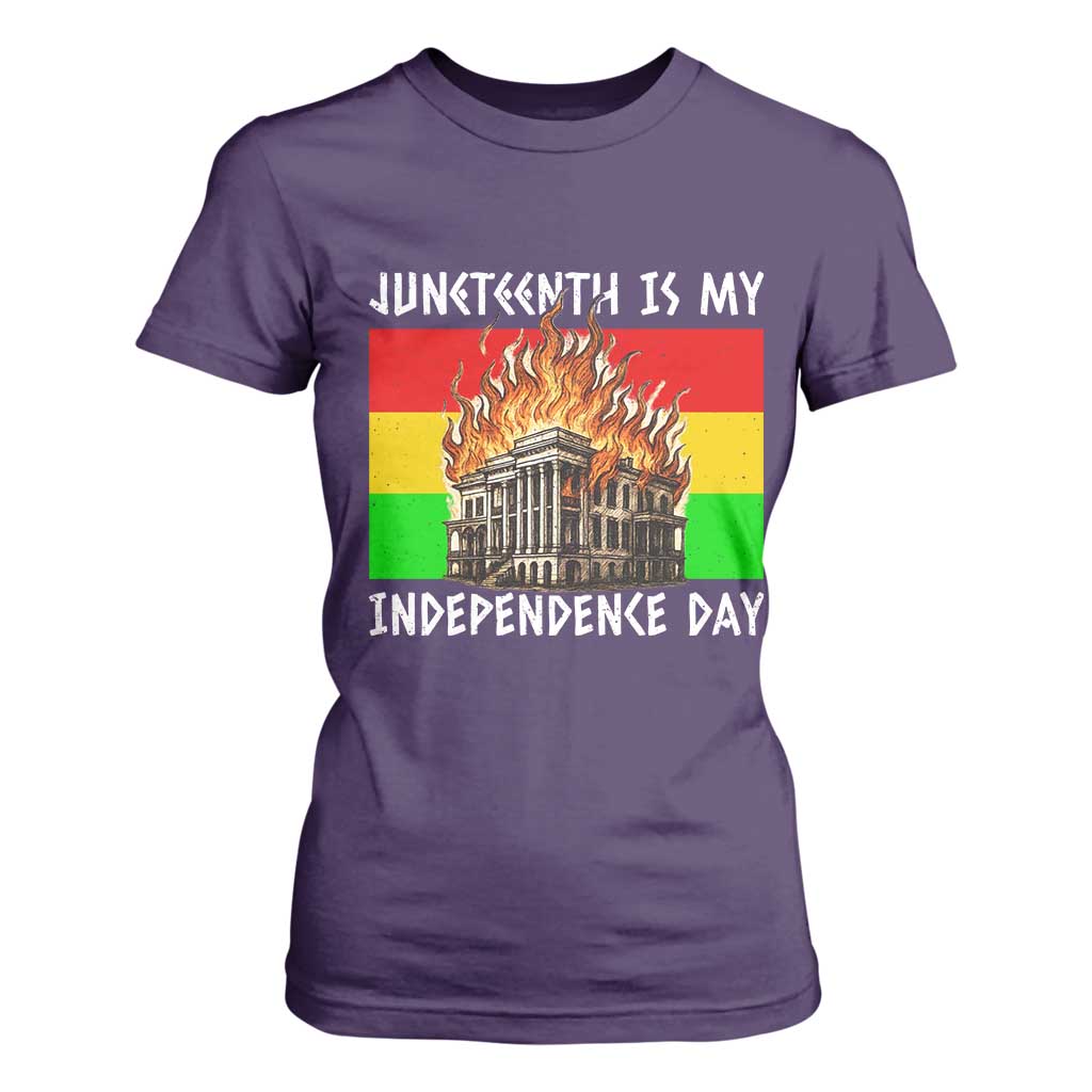 Juneteenth Is My Independence Day T Shirt For Women Bold Afro Liberation Pan-African Flag - African Pride
