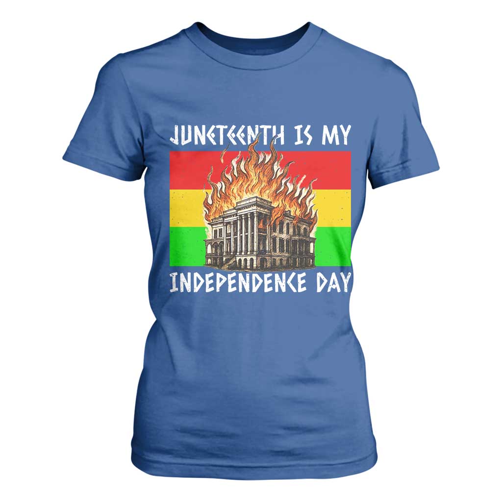 Juneteenth Is My Independence Day T Shirt For Women Bold Afro Liberation Pan-African Flag - African Pride